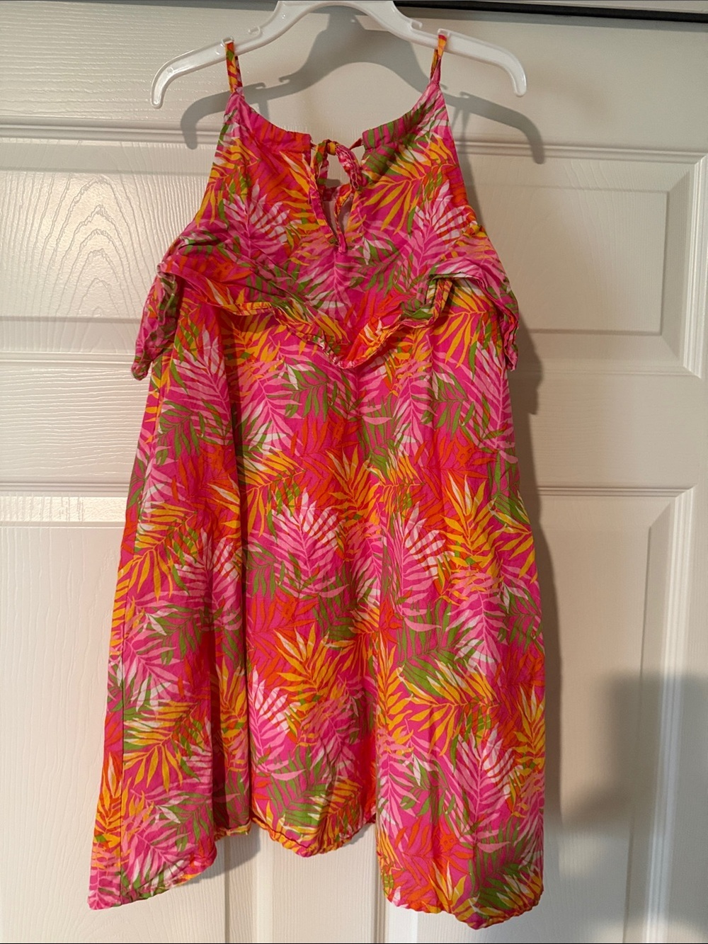 Tommy Bahama Girls Tropical Leaf Print Sundress in Pink, Green, Yellow - Picture 3 of 5